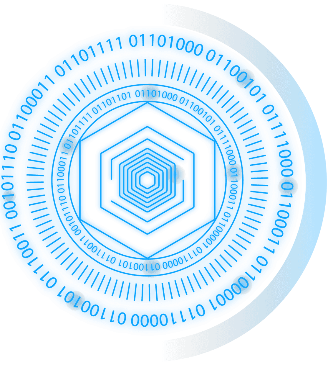 A circular graphic with the binary code '01101000 01100101 01111000 01100011 01100001 01110000 01100101 01110011 00101110 01100011 01101111 01101101' around the perimeter